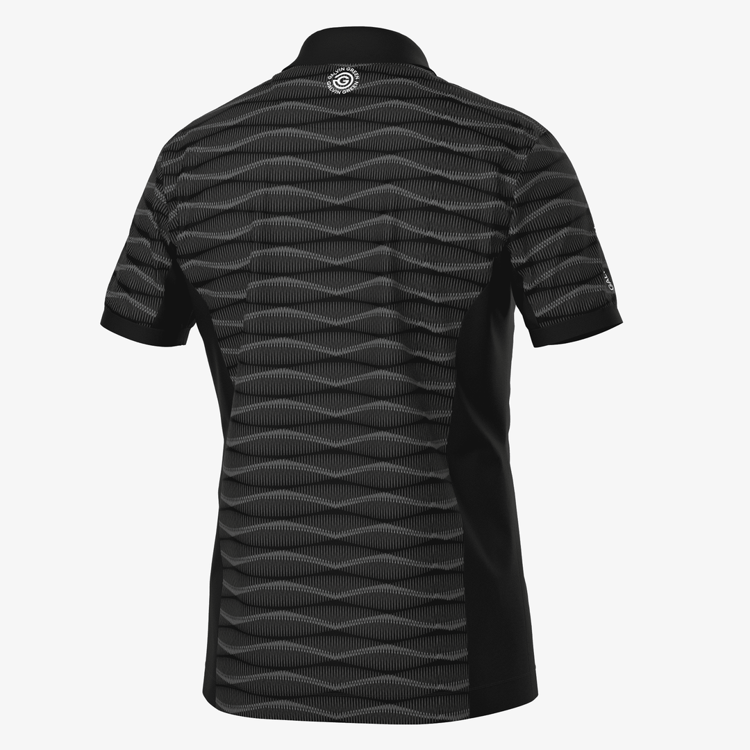 Merlin is a Breathable short sleeve golf shirt for Men in the color Black/Sharkskin(7)