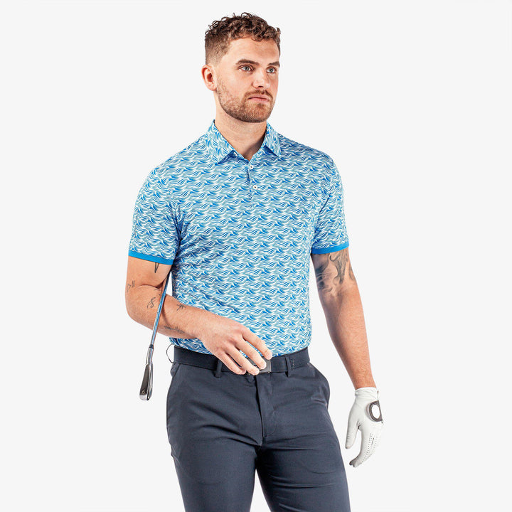 Madden is a Breathable short sleeve golf shirt for Men in the color Blue/White(1)