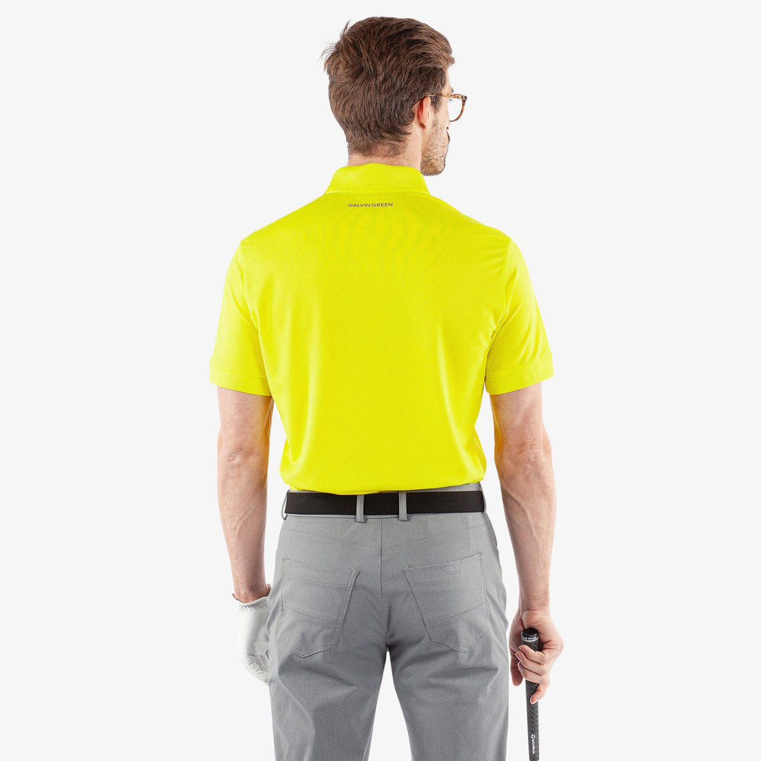 Maximilian is a Breathable short sleeve golf shirt for Men in the color Sunny Lime(5)