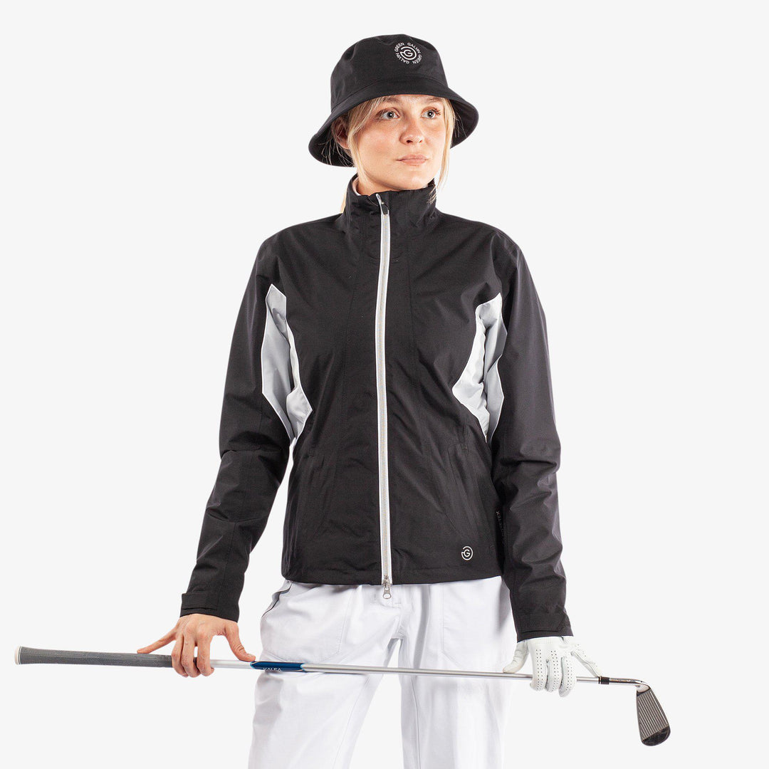Aida is a Waterproof golf jacket for Women in the color Black/Cool Grey/White(1)