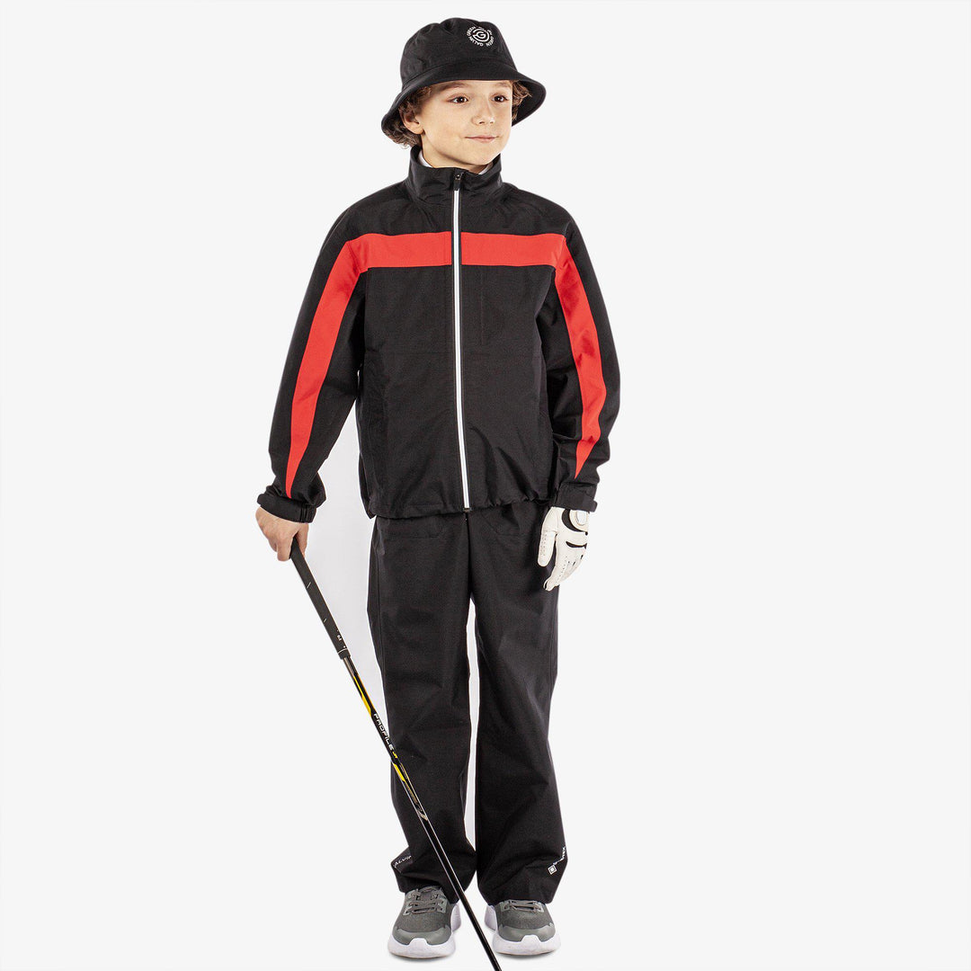 Robert is a Waterproof golf jacket for Juniors in the color Black/Red(2)