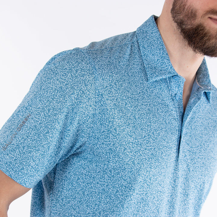 Marco is a Breathable short sleeve golf shirt for Men in the color Blue Bell(3)