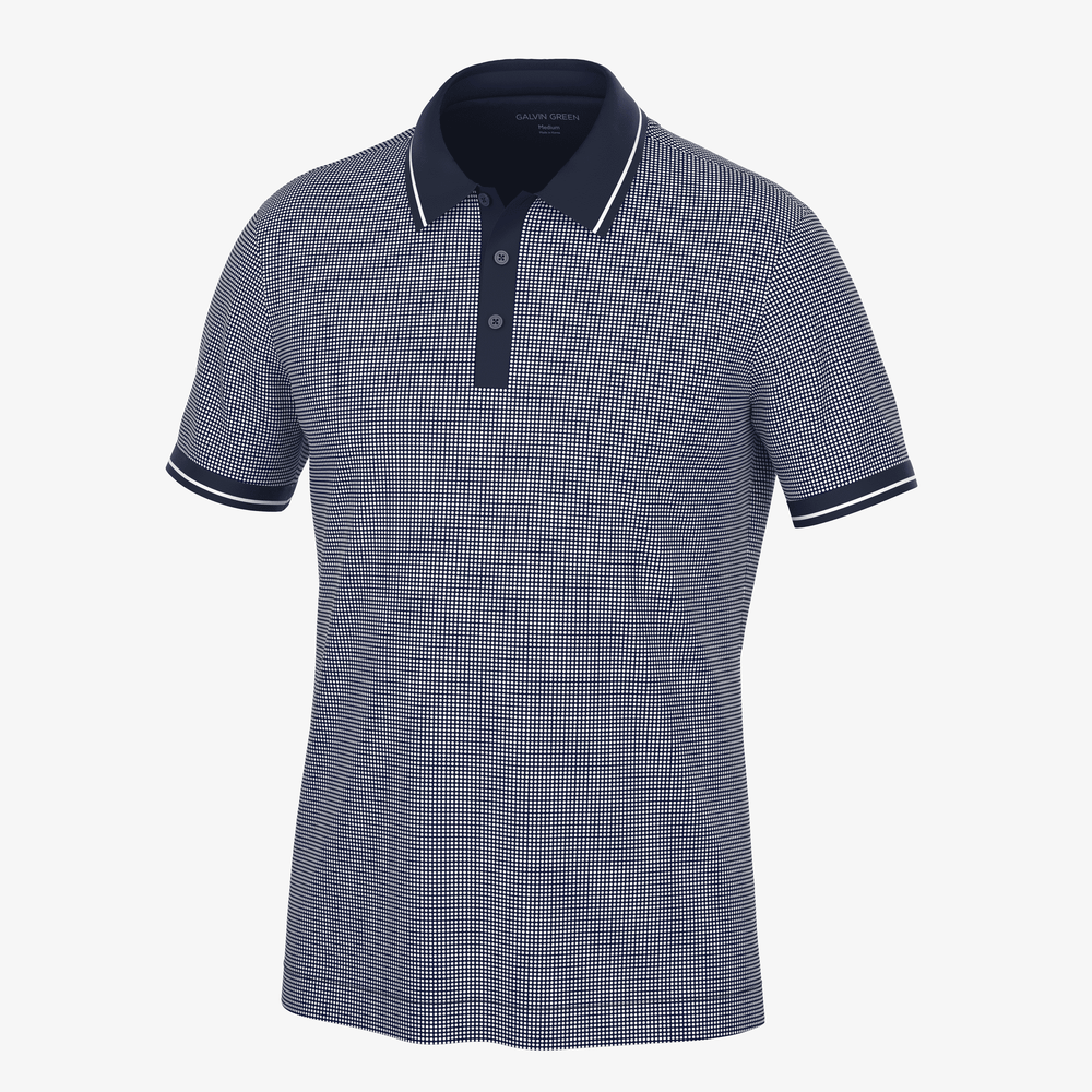 Miller is a Breathable short sleeve golf shirt for Men in the color Navy/White(0)