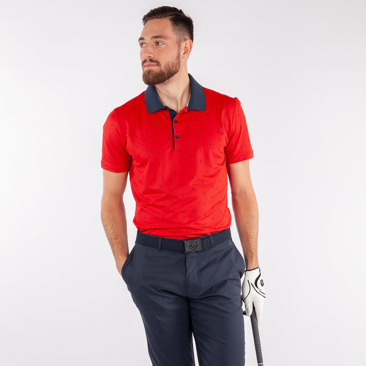 Mayson is a Breathable short sleeve golf shirt for Men in the color Red(1)
