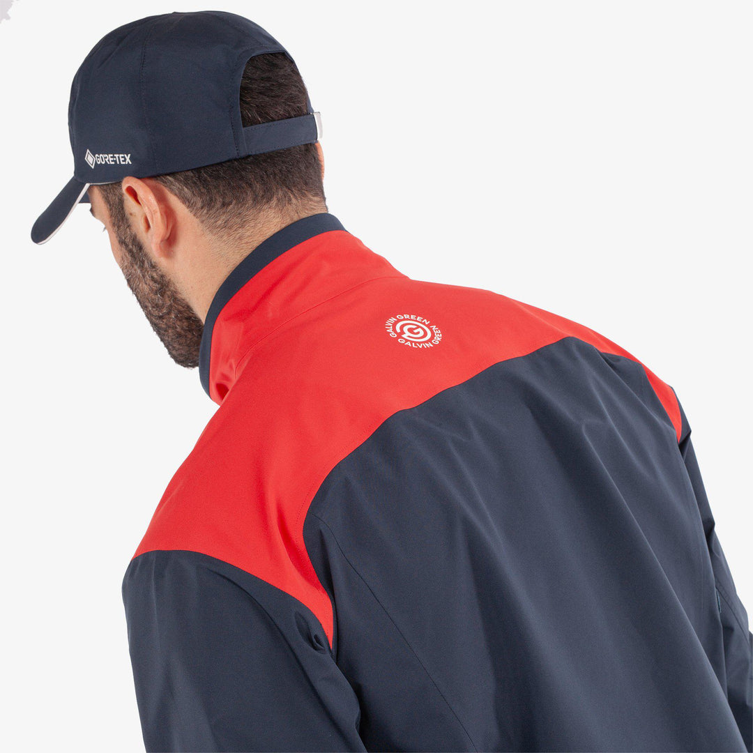 Anton is a Waterproof golf jacket for Men in the color Navy/Red(9)