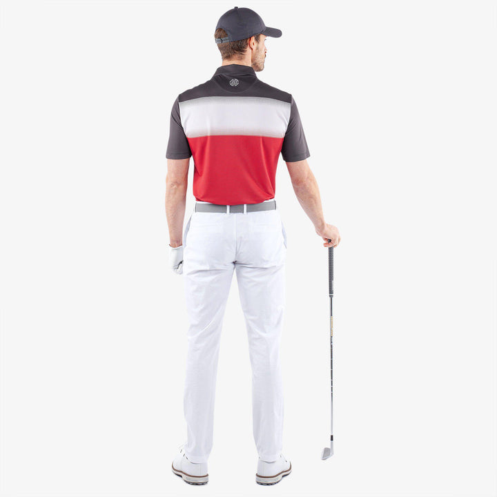 Mirca is a Breathable short sleeve golf shirt for Men in the color Red/White/Black(6)