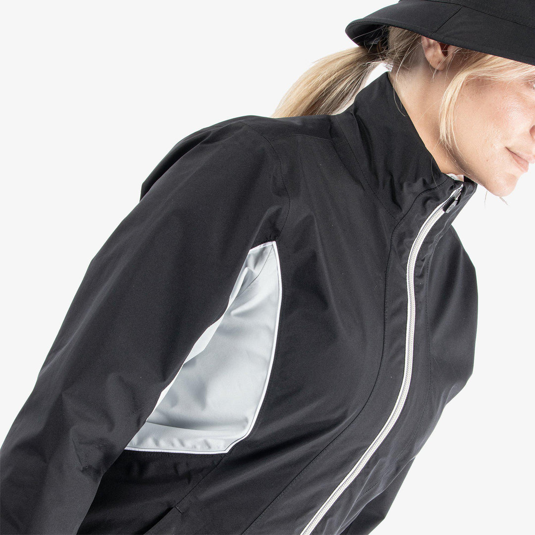 Aida is a Waterproof golf jacket for Women in the color Black/Cool Grey/White(3)
