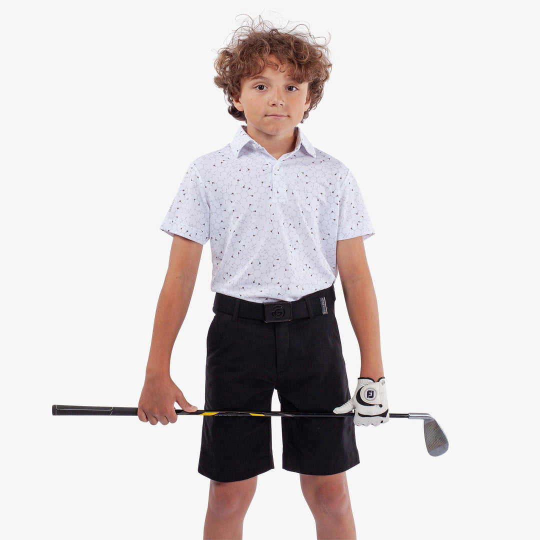 Rocco is a Breathable short sleeve golf shirt for Juniors in the color White/Cool Grey(1)