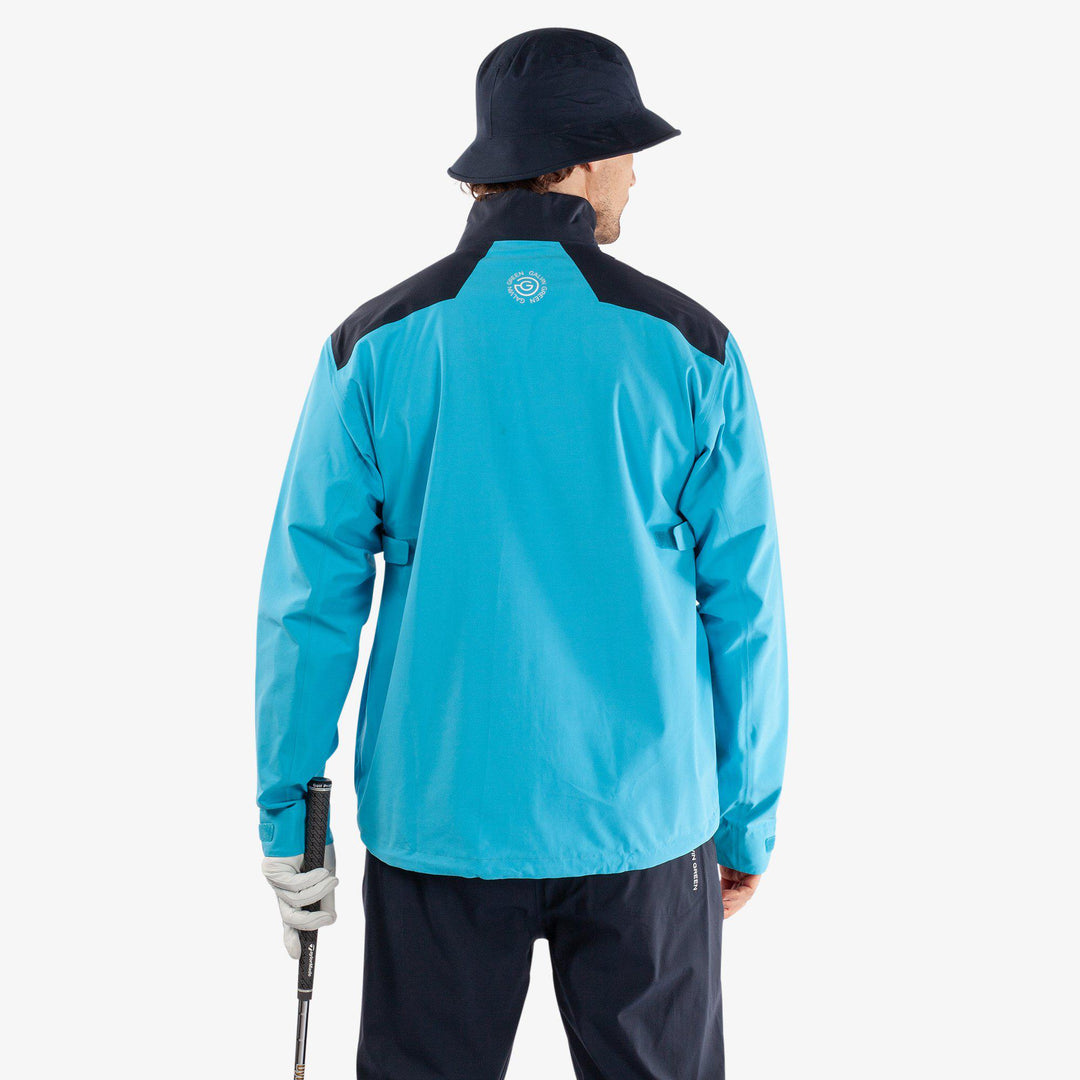 Ashford is a Waterproof golf jacket for Men in the color Aqua/Navy/White(5)