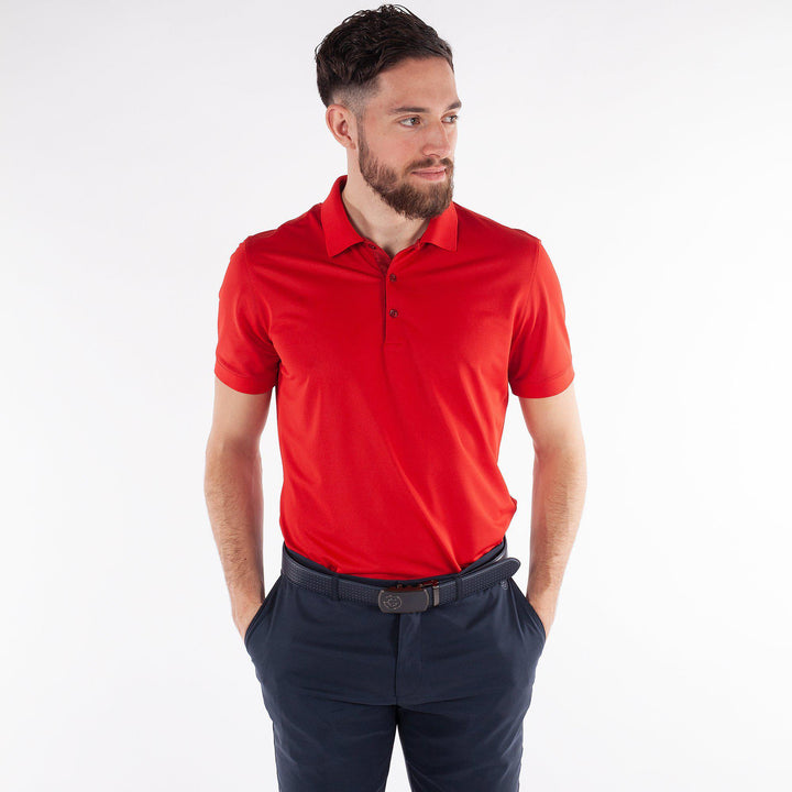 Max is a Breathable short sleeve golf shirt for Men in the color Red(1)