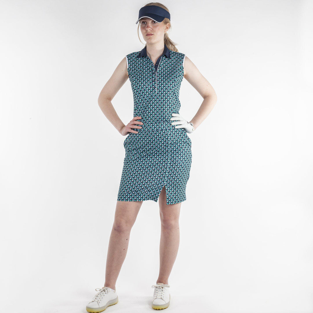 Mila is a Breathable sleeveless golf shirt for Women in the color Golf Green(4)