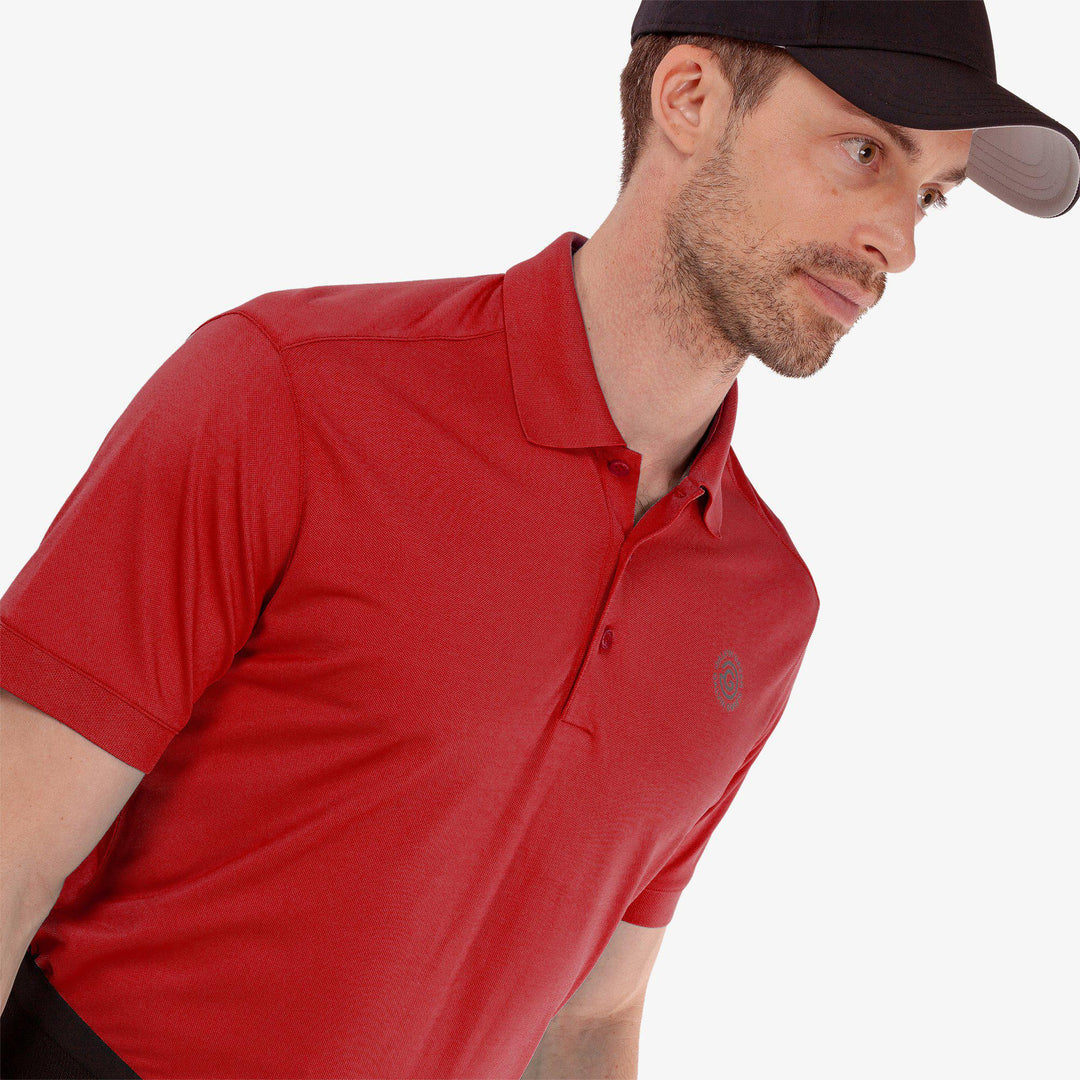 Maximilian is a Breathable short sleeve golf shirt for Men in the color Red(3)