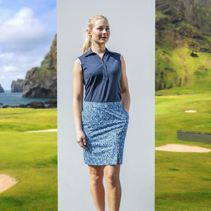 Mila is a Breathable sleeveless golf shirt for Women in the color Navy(2)