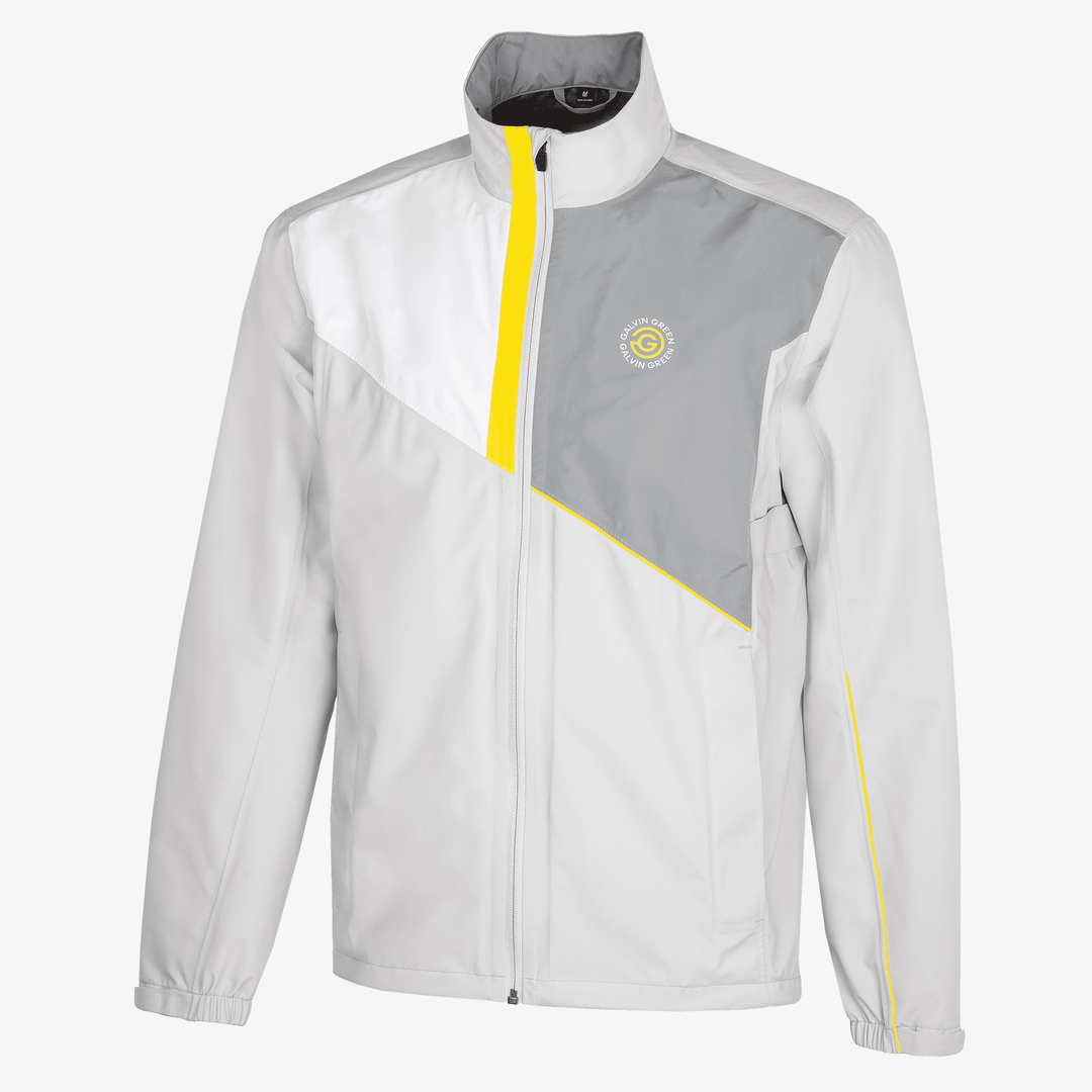 Apollo  is a Waterproof golf jacket for Men in the color Cool Grey/Sharkskin/Yellow(0)