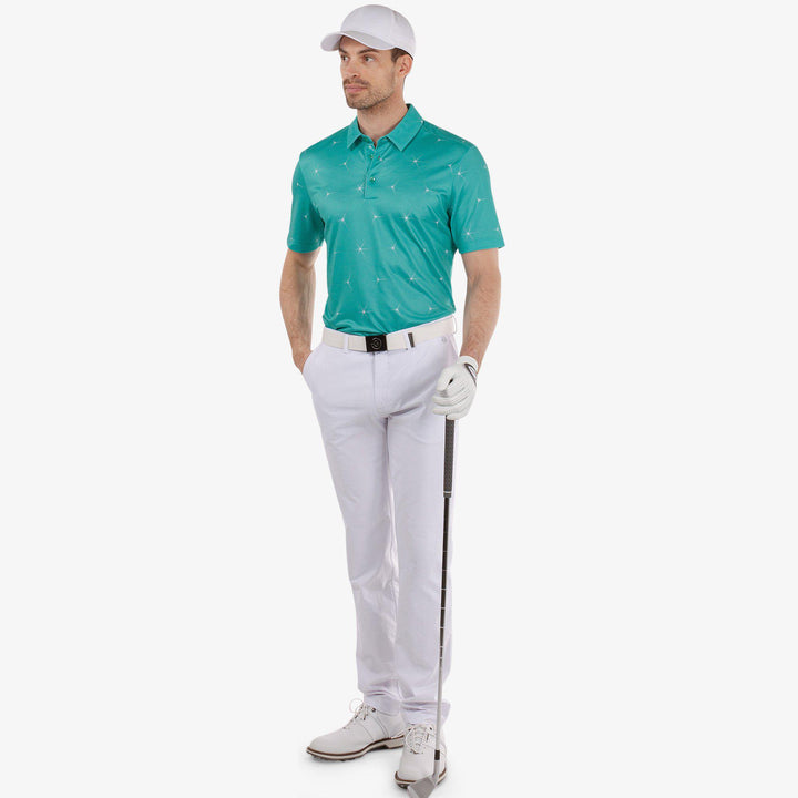 Milo is a Breathable short sleeve golf shirt for Men in the color Atlantis Green(2)