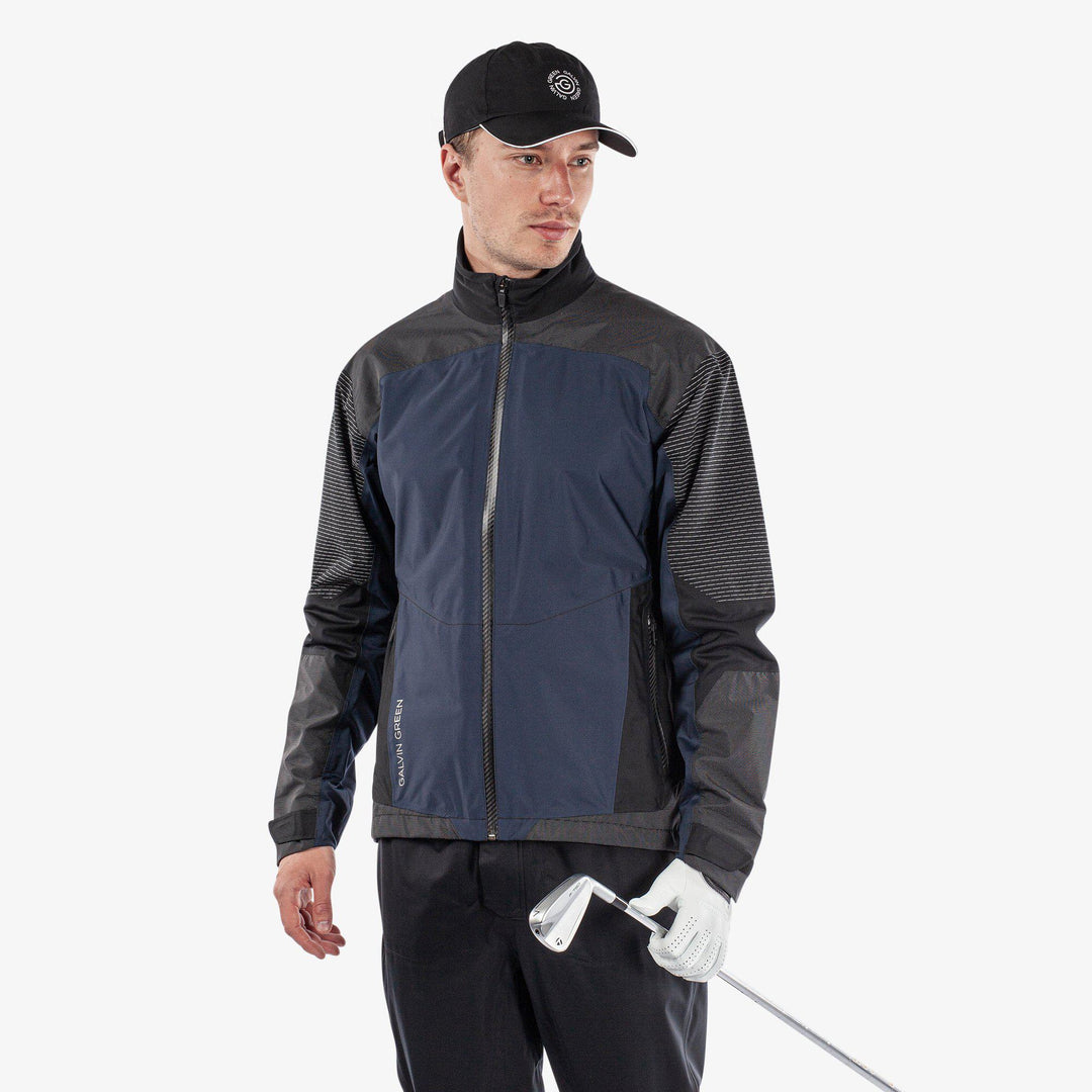 Alister is a Waterproof golf jacket for Men in the color Navy/Black(1)