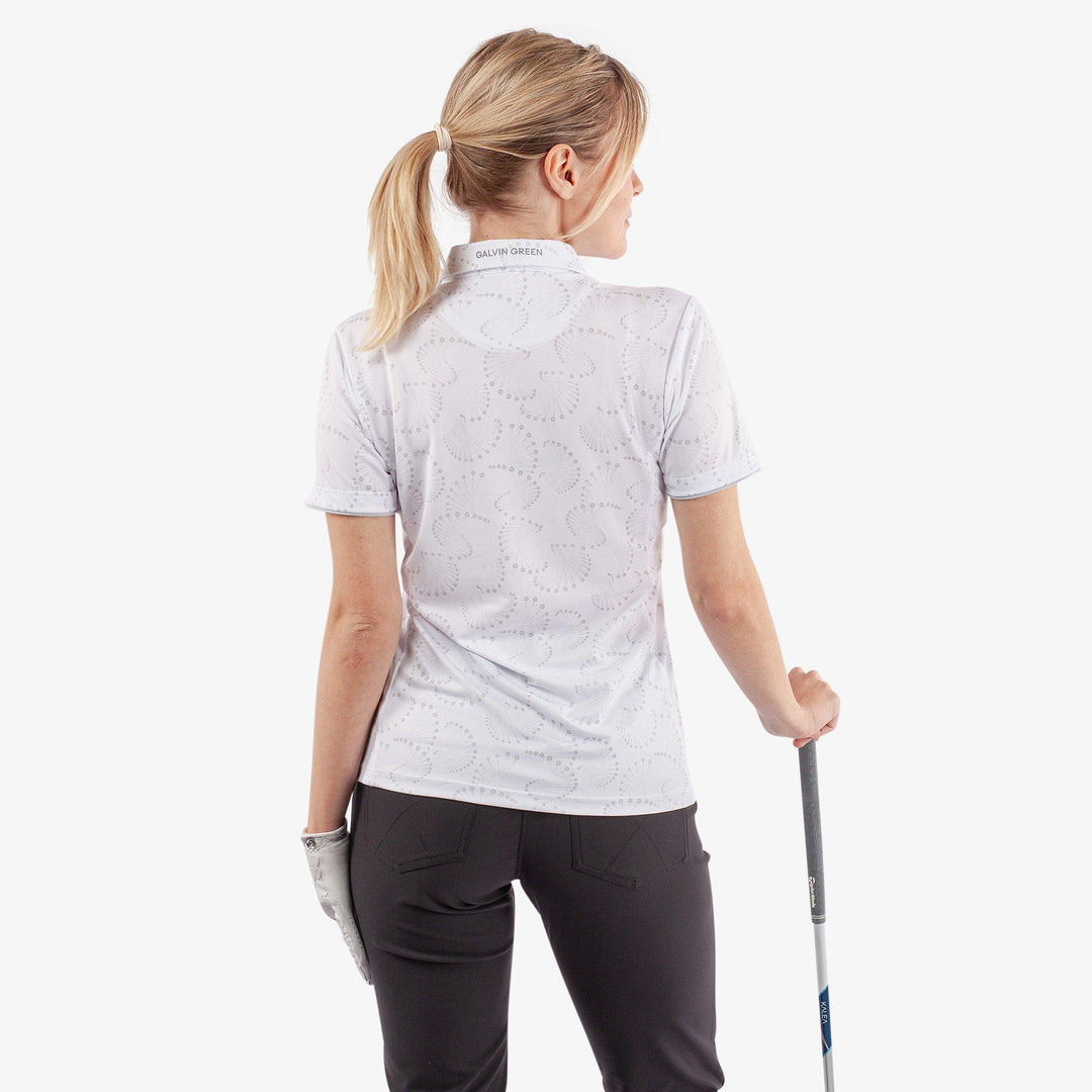 Mandy is a Breathable short sleeve golf shirt for Women in the color White/Cool Grey(4)