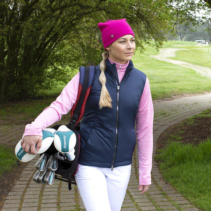 Lizl is a Windproof and water repellent golf vest for Women in the color Navy(3)