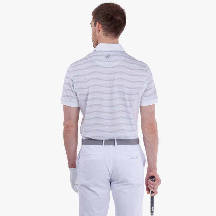 Merlin is a Breathable short sleeve golf shirt for Men in the color White/Cool Grey(5)