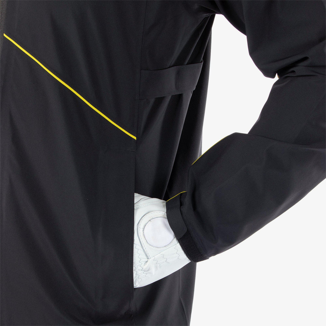 Apollo  is a Waterproof golf jacket for Men in the color Black/Sunny Lime(5)