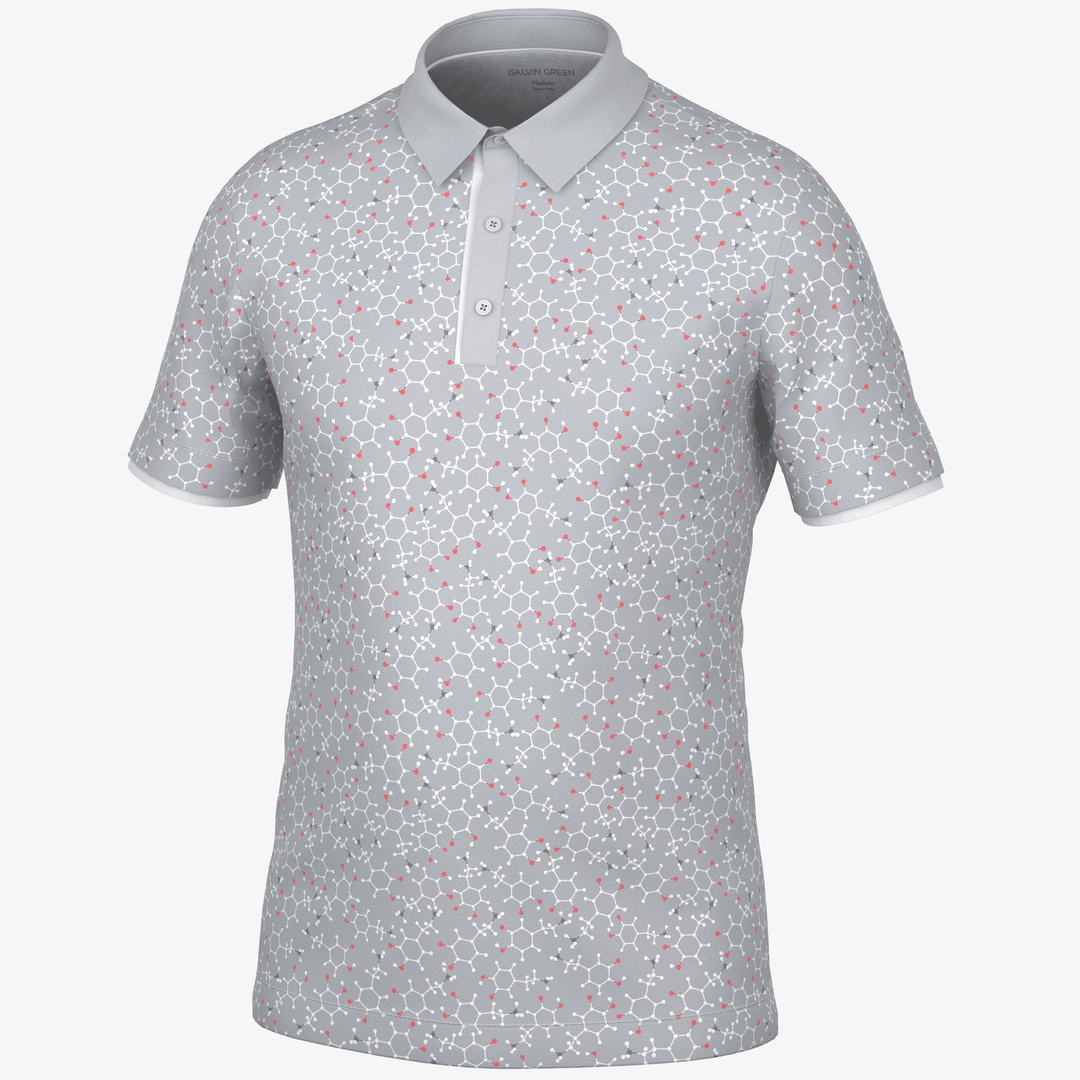 Mannix is a Breathable short sleeve golf shirt for Men in the color Cool Grey/Coral(0)