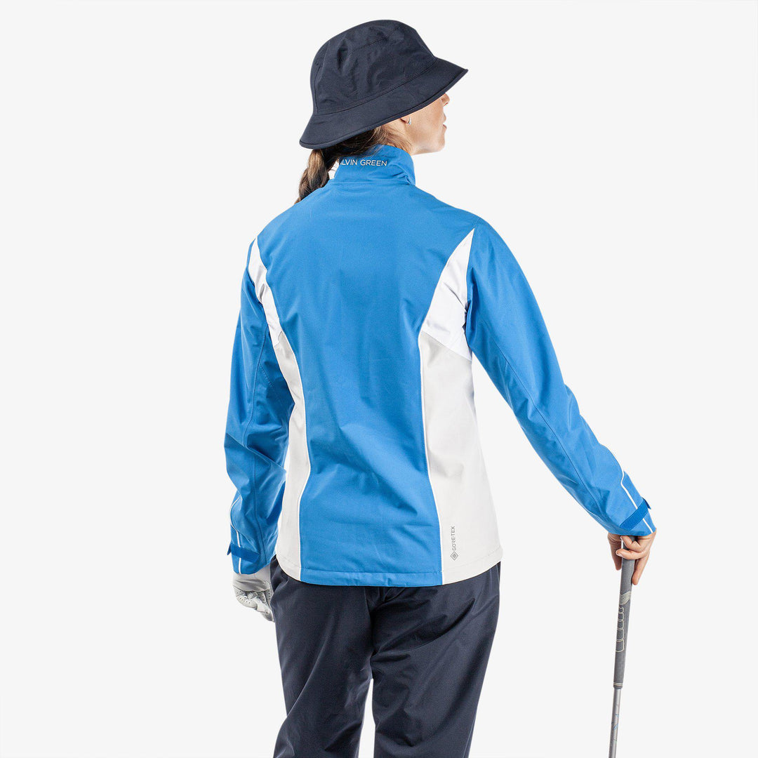 Ally is a Waterproof golf jacket for Women in the color Blue/Cool Grey/White(5)