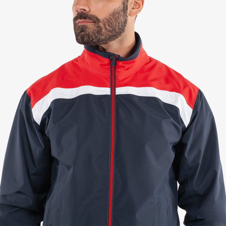 Anton is a Waterproof golf jacket for Men in the color Navy/Red(5)