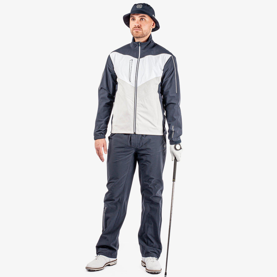 Armstrong is a Waterproof golf jacket for Men in the color Navy/Cool Grey/White(2)