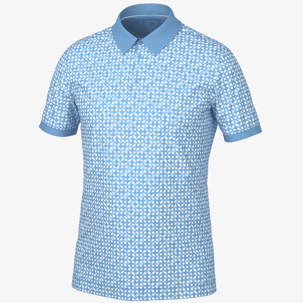 Melvin is a Breathable short sleeve golf shirt for Men in the color Alaskan Blue/White(0)