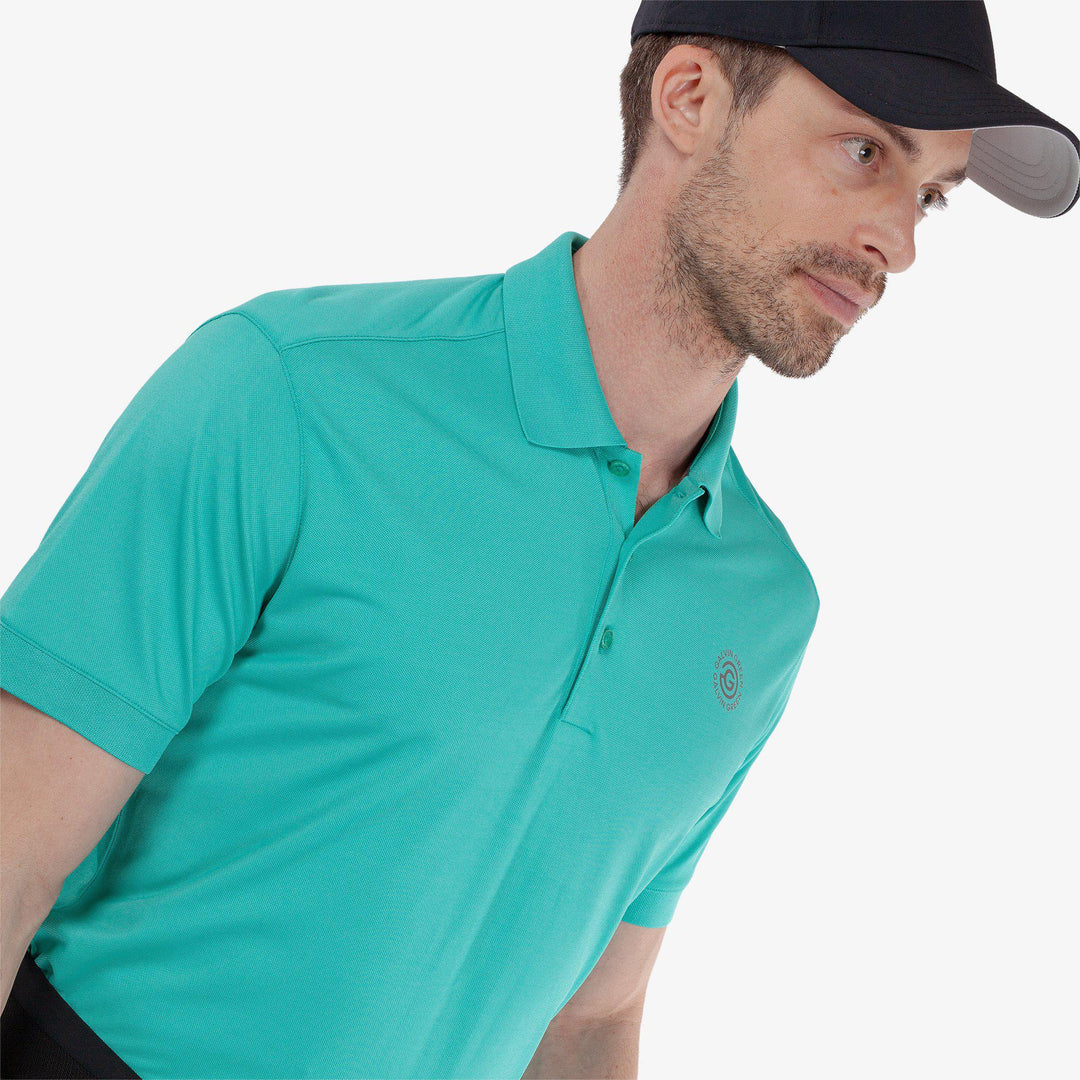 Maximilian is a Breathable short sleeve golf shirt for Men in the color Atlantis Green(3)