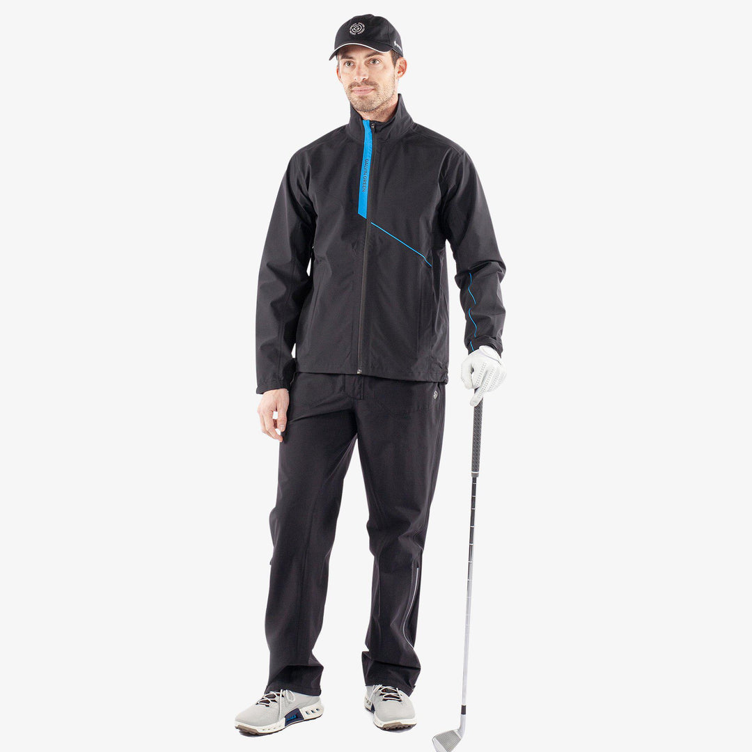 Apollo  is a Waterproof golf jacket for Men in the color Black/Blue(2)
