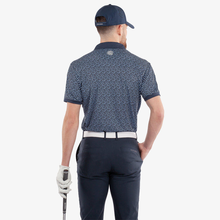 Melvin is a Breathable short sleeve golf shirt for Men in the color Navy/White(4)
