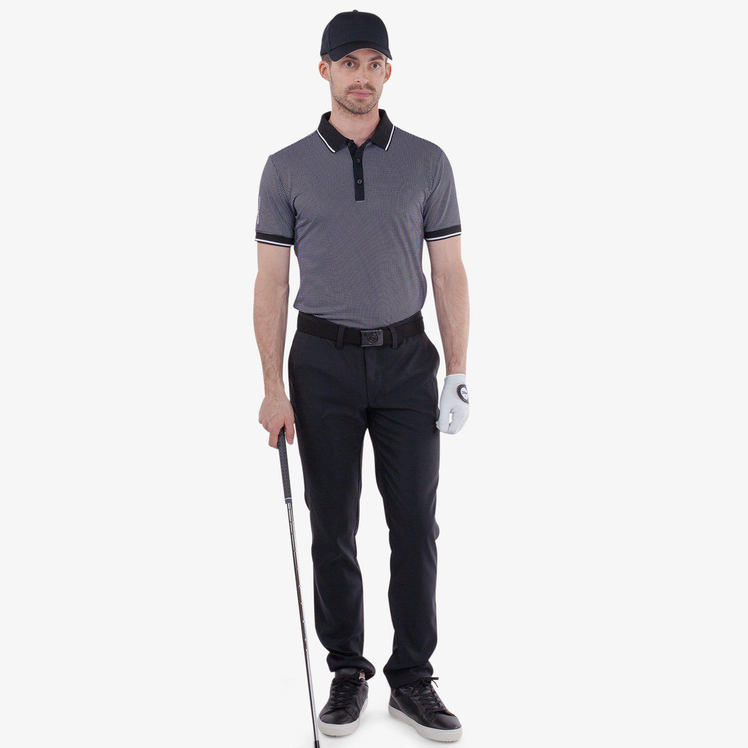 Miller is a Breathable short sleeve golf shirt for Men in the color Black/White(2)
