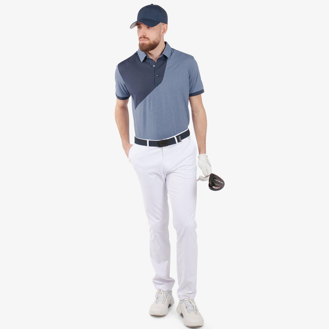Mikel is a Breathable short sleeve golf shirt for Men in the color Navy(2)