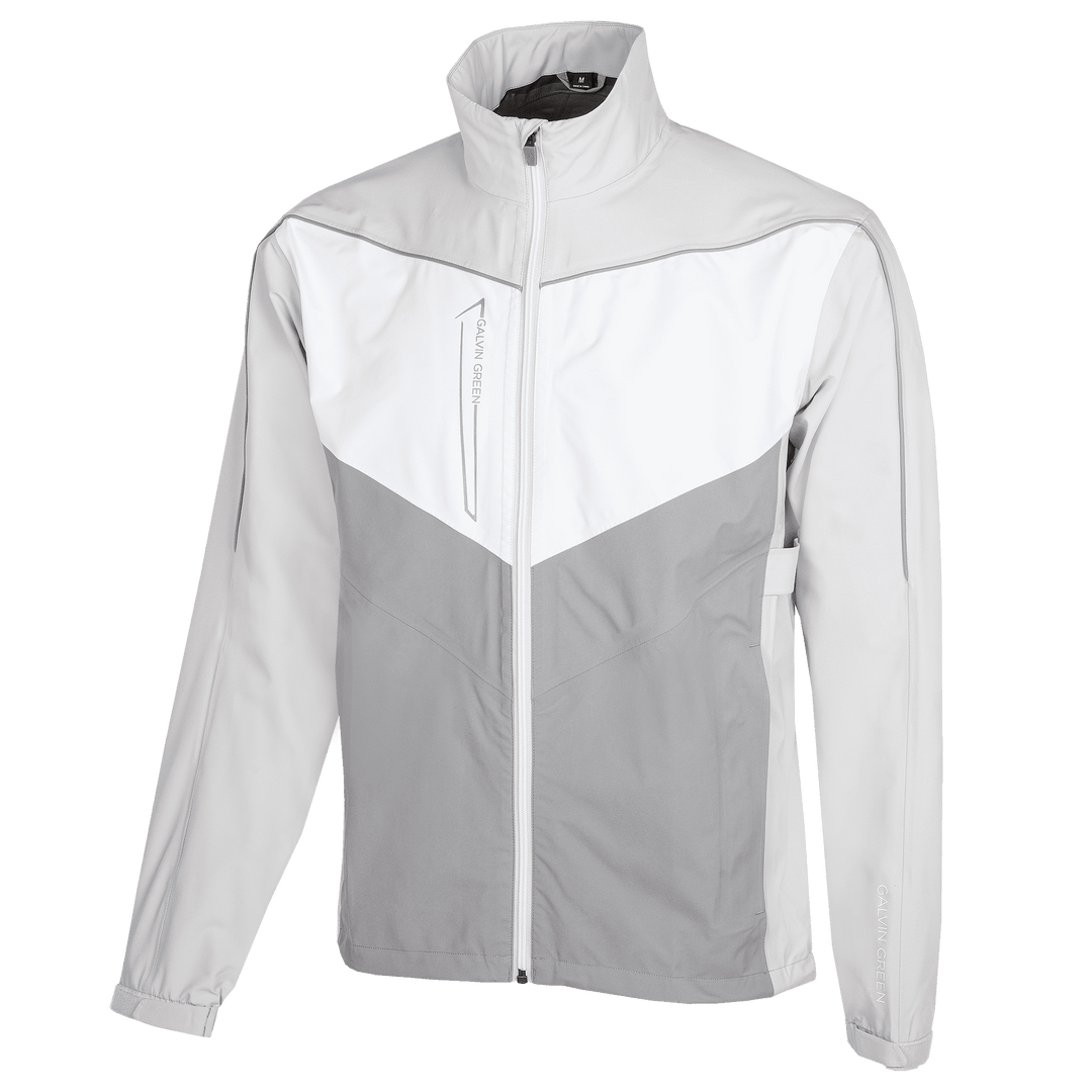 Armstrong is a Waterproof golf jacket for Men in the color Cool Grey/Sharkskin/White(0)