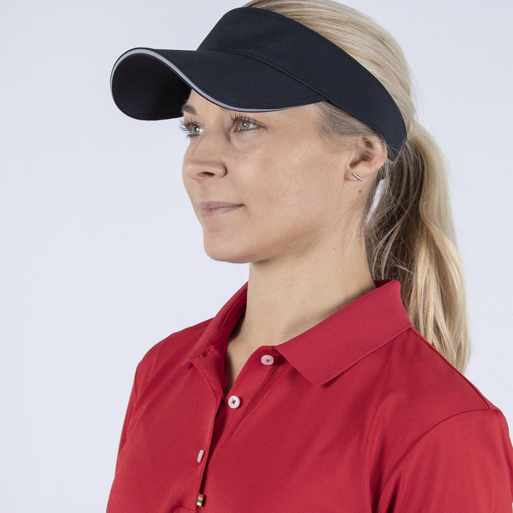 Mireya is a Breathable short sleeve golf shirt for Women in the color Red(2)