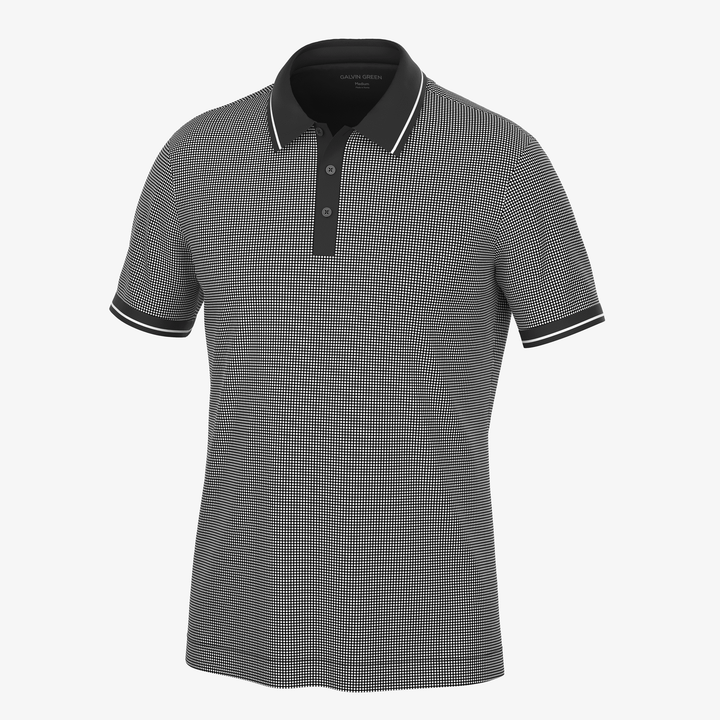 Miller is a Breathable short sleeve golf shirt for Men in the color Black/White(0)