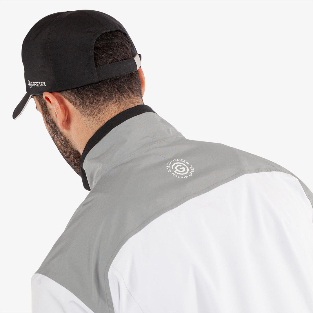 Anton is a Waterproof golf jacket for Men in the color White/Sharkskin(9)