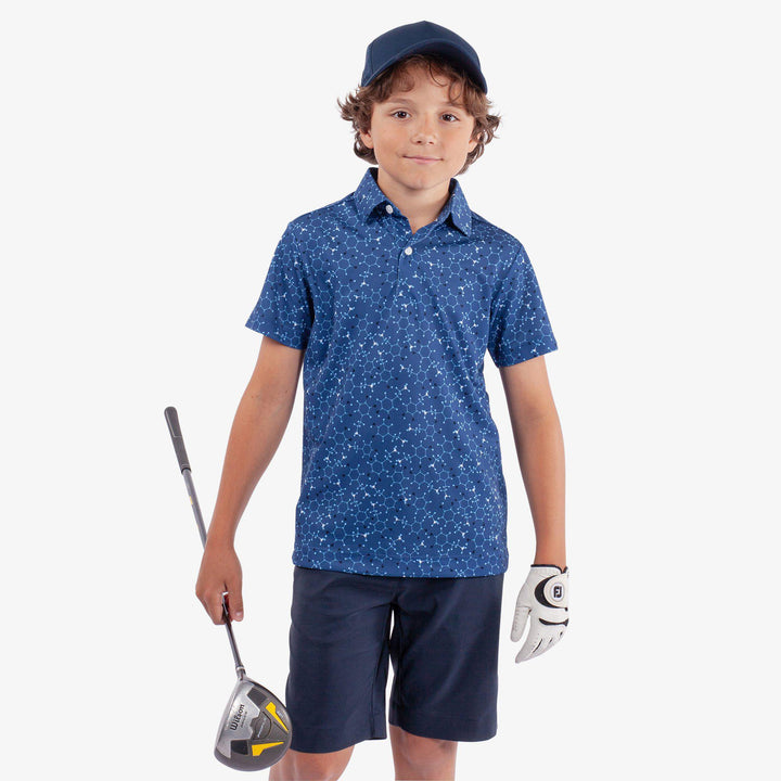 Rocco is a Breathable short sleeve golf shirt for Juniors in the color Blue/Navy(1)