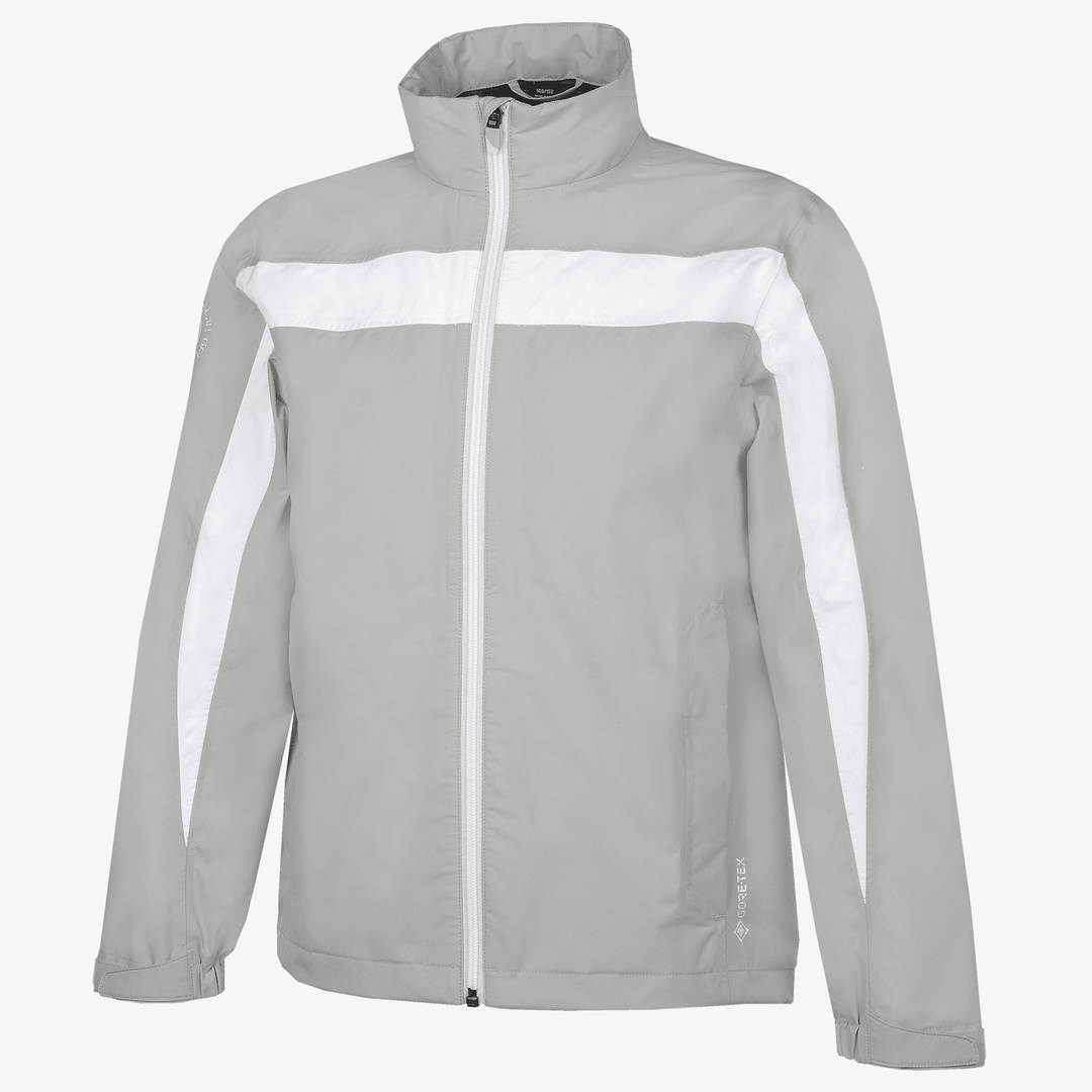 Robert is a Waterproof golf jacket for Juniors in the color Sharkskin/White(0)