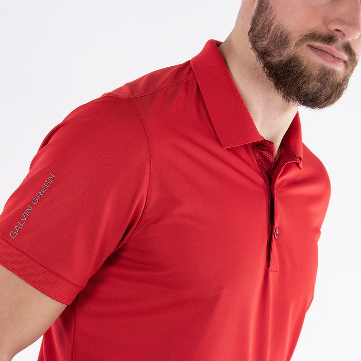 Max is a Breathable short sleeve golf shirt for Men in the color Red(3)