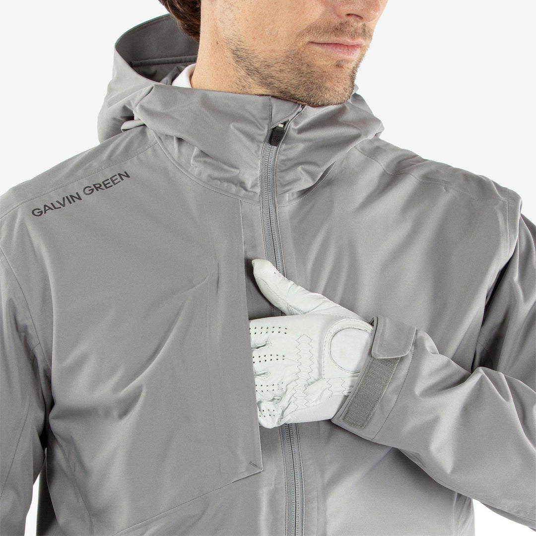 Amos is a Waterproof golf jacket for Men in the color Sharkskin(4)