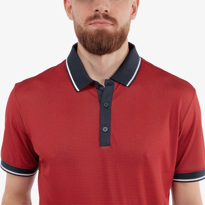 Miller is a Breathable short sleeve golf shirt for Men in the color Red/Navy(3)