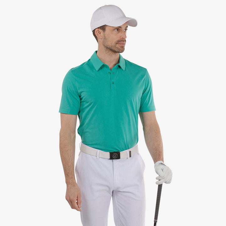 Marcelo is a Breathable short sleeve golf shirt for Men in the color Atlantis Green(1)