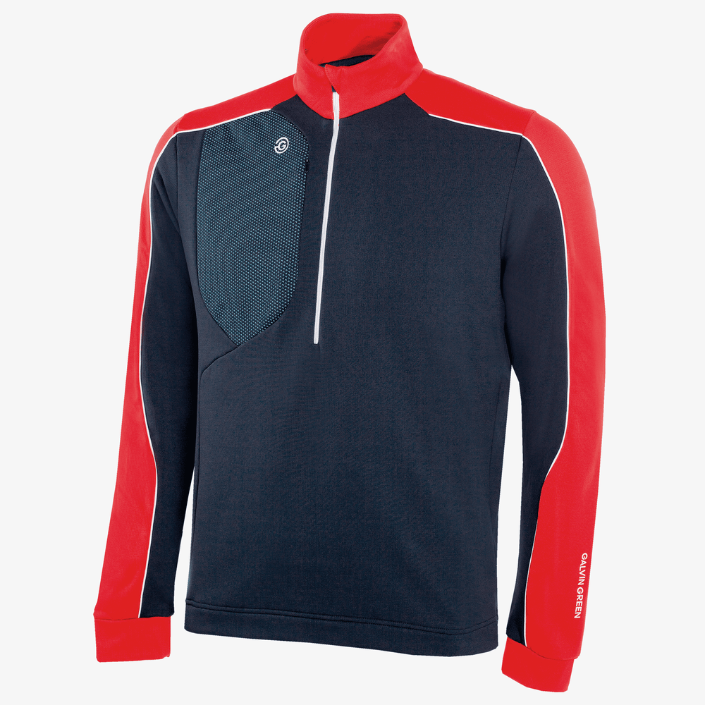 Dave is a Insulating golf mid layer for Men in the color Navy/Red(0)