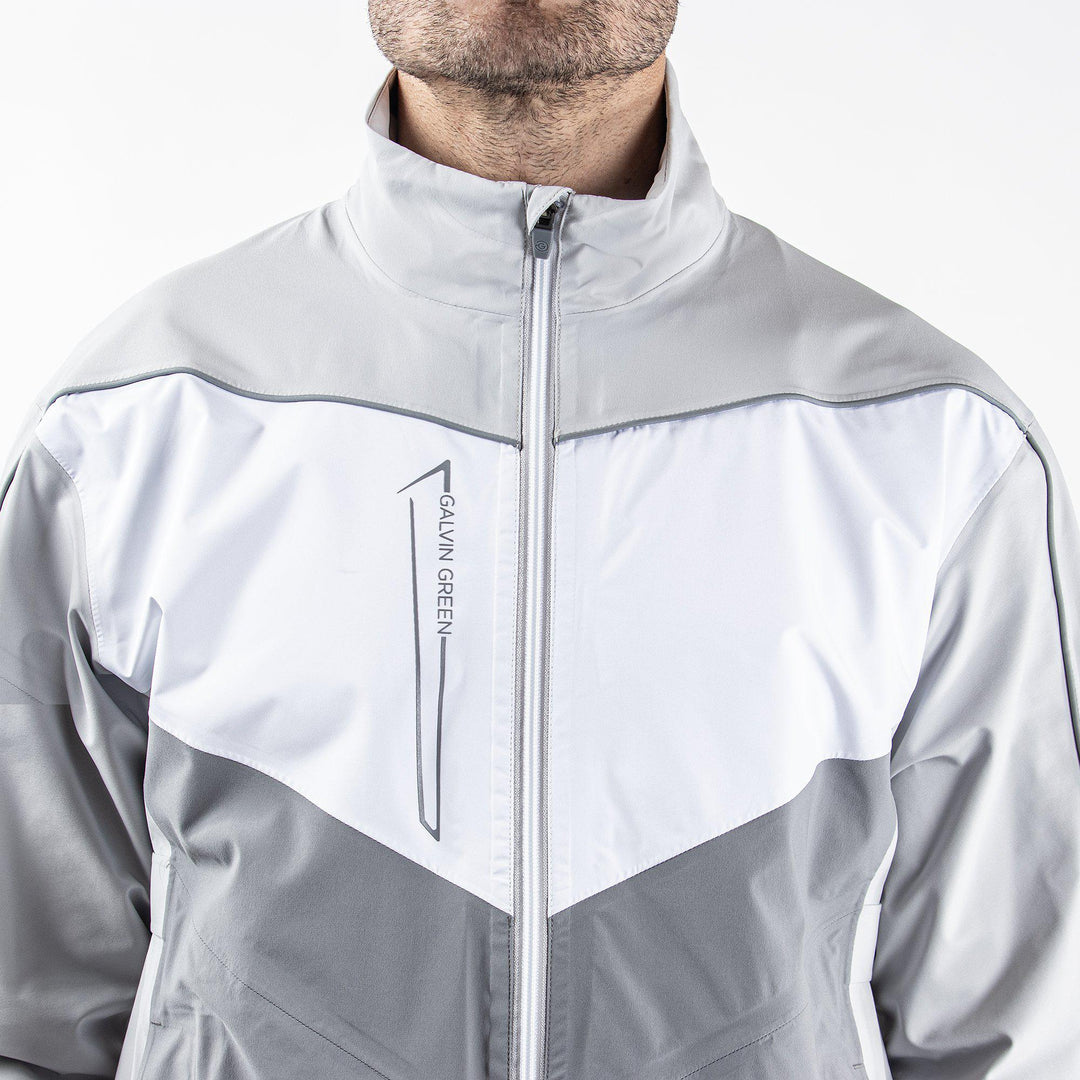 Armstrong is a Waterproof golf jacket for Men in the color Cool Grey/Sharkskin/White(3)