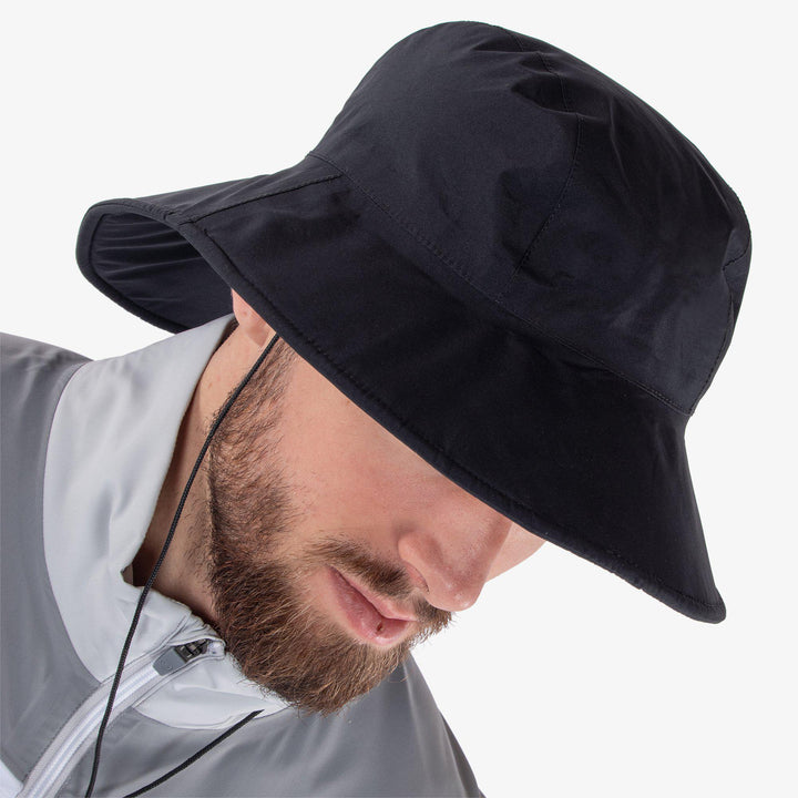 Aqua cresting is a Waterproof golf hat in the color Black(2)