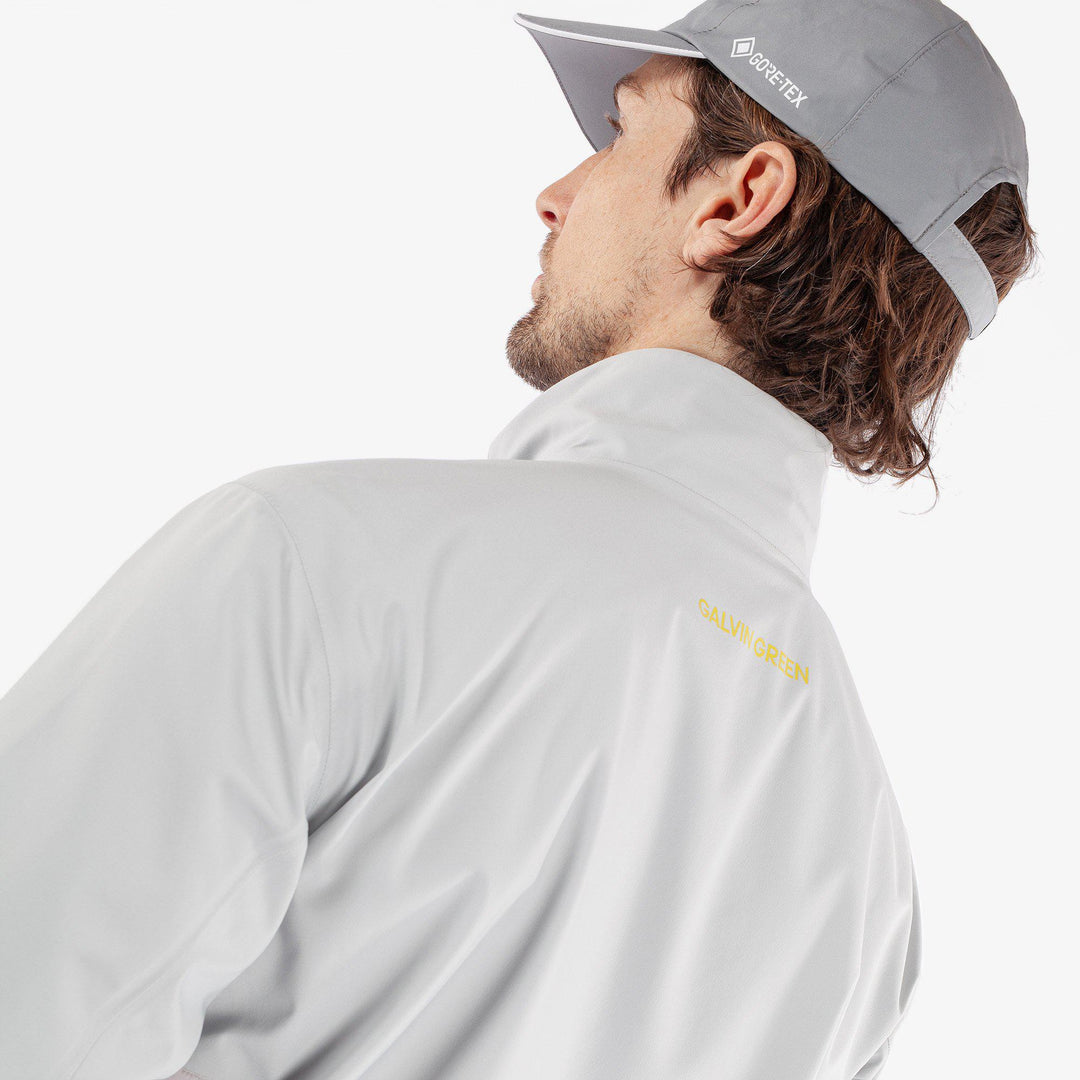 Apollo  is a Waterproof golf jacket for Men in the color Cool Grey/Sharkskin/Yellow(5)