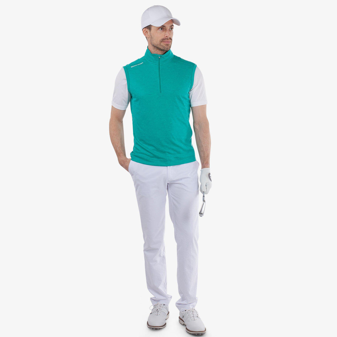 Del is a Insulating golf vest for Men in the color Atlantis Green Melange(2)