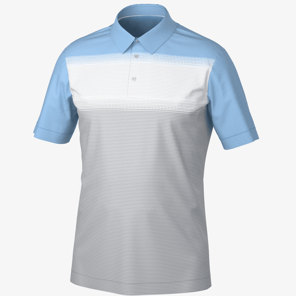 Mirca is a Breathable short sleeve golf shirt for Men in the color Cool Grey/White/Alaskan Blue(0)